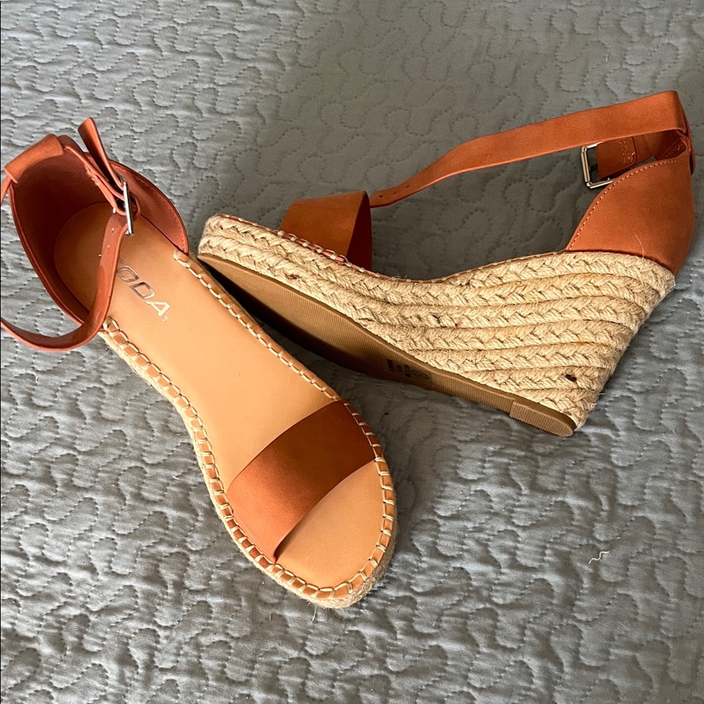 Soda Women's Vibrant Orange Wedge Sandals
